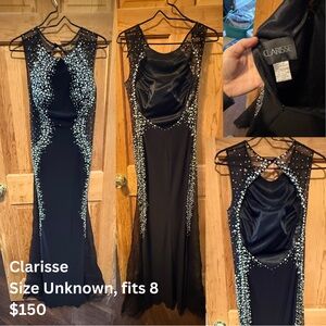 Clarisse Black and Silver Embellished Gown